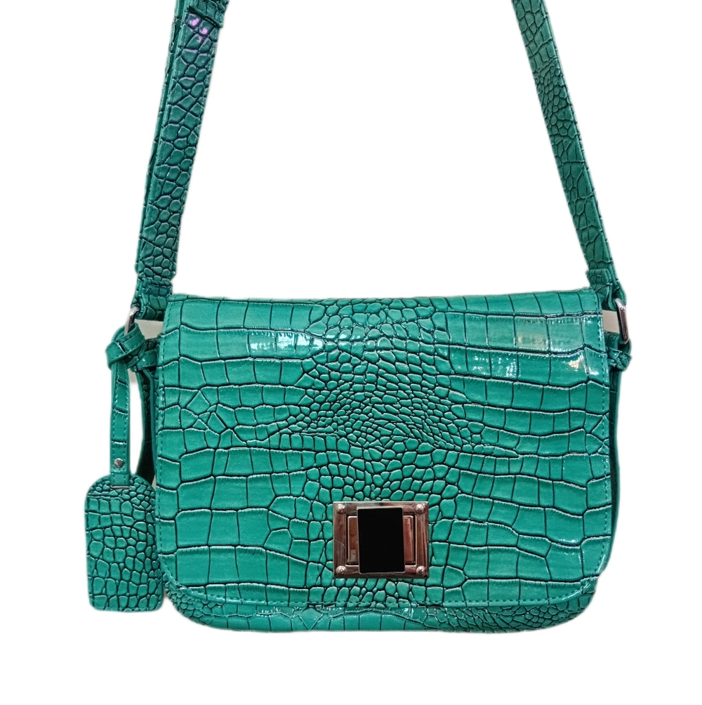 Green Crocodile Pattern Shoulder Bag